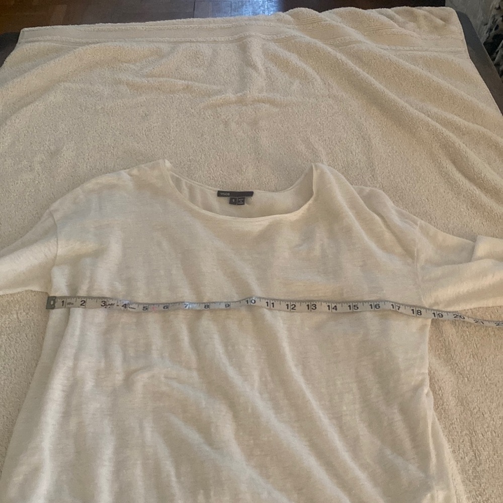 Vince 100% linen w/ silk bottom stunning crisp white blouse from Neiman Marcus - Picture 11 of 11